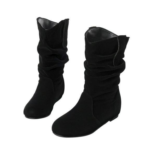 AXXD Women's Fall Winter Wedge Mid Calf Middle-Heels Boots Womens Boots Fall Christmas On Black Size 35(US:4.5)