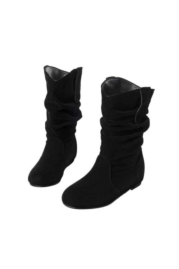 Women's Fall Winter Wedge Mid Calf Middle-Heels Boots Womens Boots Fall Christmas On Black Size 35(US:4.5)