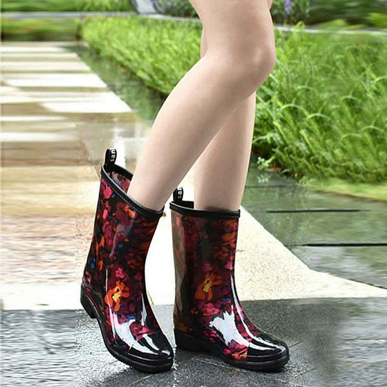 AXXD Women s Non Slip Rain Boots 2024 Punk Style Mid Outdoor Medium Width Rubber Water Shoes New Arrival Size 39 US 7 Walmart