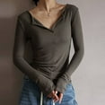 thumbnail image 1 of AXXD Women's Shirts Gray Basic Summer 2024 Turtle Necks Winter Bottomed Double-sided Long Sleeve Clothes Tops, 1 of 5