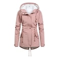 thumbnail image 1 of AXXD Women's Winter Coats Hood Solid Color Long Sleeve Warm Plus Size Velvet Sleeve Jacket Pink Size XL(US:10), 1 of 6