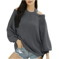thumbnail image 1 of AXXD Womens Athletic Tops Gray Basic Summer 2024 Trendy Color Long Sleeve Pullove Shirt Sweater Tops, 1 of 6