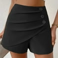 thumbnail image 1 of AXXD Womens Bike Shorts Summer Black Classic All Match Pleats Slim Button Short Trouser Shorts Mother's Day, 1 of 4