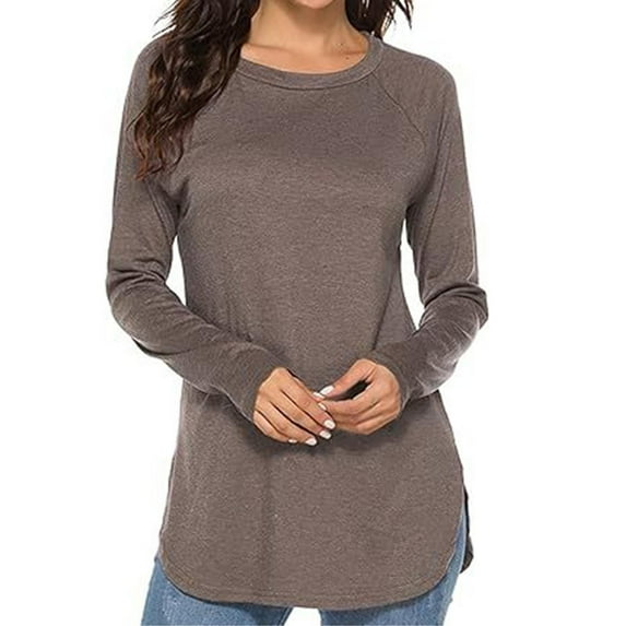 AXXD Womens Blouse Basic Summer 2024 Ladies Solid Color Long Sleeve Short Shirt Blouse Tops