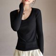 thumbnail image 1 of AXXD Womens Blouse Black Basic Summer 2024 Turtle Necks Winter Bottomed Double-sided Long Sleeve Clothes Tops, 1 of 9