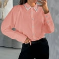 thumbnail image 1 of AXXD Womens Blouses Basic Summer 2024 Sexy Deep Trun-down Collar Long Sleeve Casual Blouse Shirt Tops Undershirt, 1 of 7