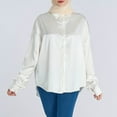 thumbnail image 1 of AXXD Womens Business Casual Tops White Basic Summer 2024 Solid Color Lapel Casual Long-Sleeved Pocket Shirt, 1 of 5