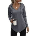 thumbnail image 1 of AXXD Womens Dressy Tops Basic Summer 2024 Casual Solid Long Sleeve V-Neck Solid Tops, 1 of 6