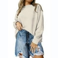 thumbnail image 1 of AXXD Womens Dressy Tops Basic Summer 2024 Loose And Versatile Solid Color Casual Round Neck Long Sleeved Hoodie Texture Pullover Top, 1 of 6