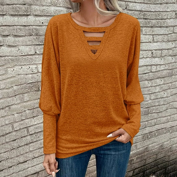 AXXD Womens Dressy Tops Tunic Basic Summer 2024 Casual Lantern Sleeve Blouse V-Neck Pullover Solid Color Tunic Tops