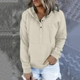 thumbnail image 1 of AXXD Womens Hooded Sweatshirts,New Hoodies,Womens Pullover Sweatshirt,Henley,Long Sleeve,Deep Pocket,Khaki,L( US:8), 1 of 1