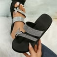 thumbnail image 1 of AXXD Womens Sandals 2024 Summer White Flat Wedge Rhinestone Mothers Day, 1 of 4