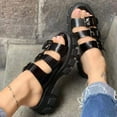 thumbnail image 1 of AXXD Womens Sandals Comfortable Dressy Black Leather Summer Beach Trendy Buckle Mothers Day, 1 of 4