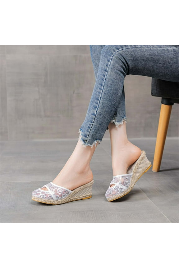 Womens Sandals Dressy White Wedge Summer High Heel Mothers Day