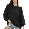 thumbnail image 1 of AXXD Womens Shirts Black Basic Summer 2024 Trendy Color Long Sleeve Pullove Shirt Sweater Tops, 1 of 6