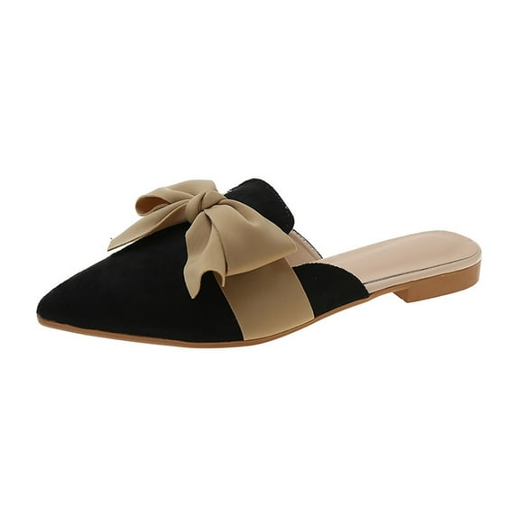 AXXD Womens Shoes Sandals Summer Black Closed Toe Flat Pointed Baotou Sandals Mothers Day