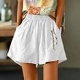 thumbnail image 1 of AXXD Womens Shorts Athletic White High Waisted Linen Shorts Summer Linen Embroidery Short Wide Leg Shorts With Pockets Mother's Day, 1 of 9
