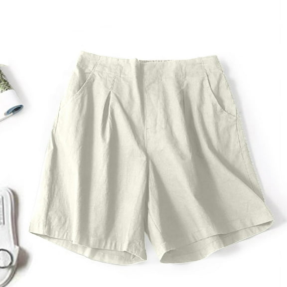 AXXD Womens Shorts White Summer Leisure Everything Elastic Wide Foot Pants Large Size Thin Style Shorts Mother's Day