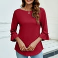 thumbnail image 1 of AXXD Womens Summer Tops Red Basic 2024 Short Sleeves 3/4 Sleeves Casual Tops Pullover Blouse T-shirt, 1 of 8