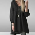 thumbnail image 1 of AXXD Womens T Shirts Black Basic Summer 2024 Trendy V-Neck Long Sleeve Casual T-shirt Top Solid Blouse, 1 of 7