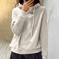 thumbnail image 1 of AXXD Womens Tops Basic Summer 2024 New Loose Casual Pullover Vintage Hooded Solid Color Hoodie Top, 1 of 6
