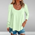 thumbnail image 1 of AXXD Womens Tops Dressy Casual Green Basic Summer 2024 Trendy Round-Neck Long Sleeve Casual T-shirt Top Solid Blouse, 1 of 6