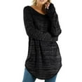 thumbnail image 1 of AXXD Womens Tops Dressy Casual Tunic Black Basic Summer 2024 Tunic Tops Color Long Slim Round Neck Long Sleeve T-shirt Tops, 1 of 2
