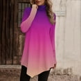 thumbnail image 1 of AXXD Womens Tops Trendy Basic Summer 2024 Temperament Solid Color Long Sleeved Round Neck Irregular Long Sleeved T-shirt, 1 of 5