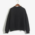 thumbnail image 1 of AXXD Womens Tshirts Black Basic Summer 2024 Oversized Round Neck Sweatshirts Long Sleeve Turtleneck Velvet Sweatshirt, 1 of 3