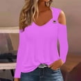 thumbnail image 1 of AXXD Womens Tunic Tops Basic Summer 2024 Trendy Casual Solid Off Shoulder Pullover Long Sleeve Top Long Sleeve V-Neck Top/Shirt, 1 of 5