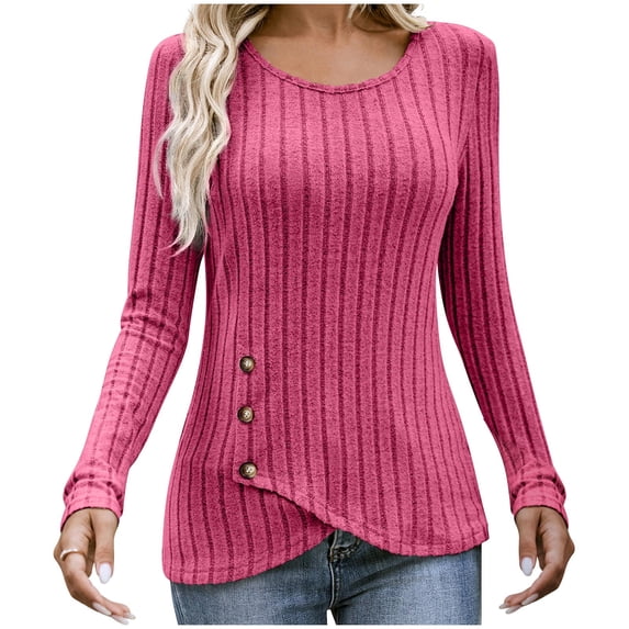 AXXD Womens Tunic Tops Basic Summer 2024 Trendy Printed Loose T-shirt Long Sleeves Blouse Round Neck Casual Tops Sweatshirt