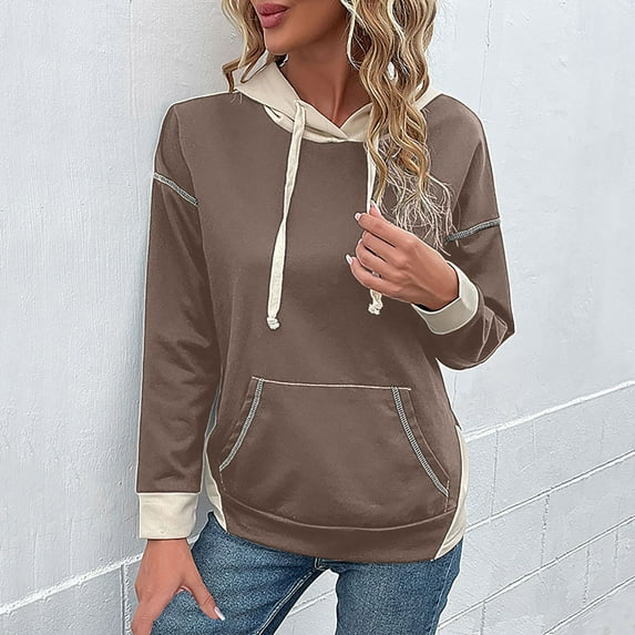 AXXD Womens Tunic Tops Basic Summer 2024 Trendy Retro Loose Casual Long Sleeve Hoodie Sweatshirt Tops Blouse