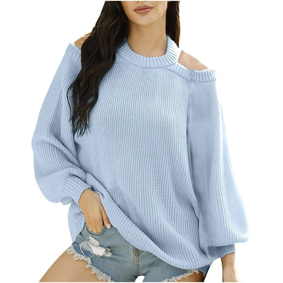 AXXD Womens Tunic Tops Blue Basic Summer 2024 Trendy Color Long Sleeve Pullove Shirt Sweater Tops