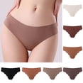 thumbnail image 1 of AXXD Womens Underwear Seamless Sexy Silk Silk Solid Color Briefs Traceless Plus Size Falbala Underpants Clear Out Deal, 1 of 2