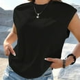 thumbnail image 1 of AXXD Womens Work Tops Black Basic Summer 2024 Casual Solid Color Loose Sleeveless T-shirt Top, 1 of 6
