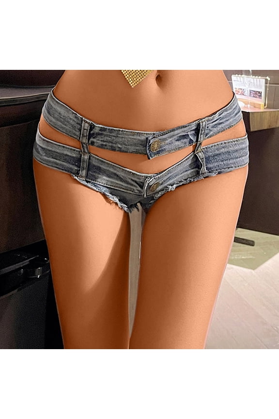 Womens Workout Shorts Blue Low Rise Summer Spicy Girls Plus Size Elastic Denim Shorts Mother's Day