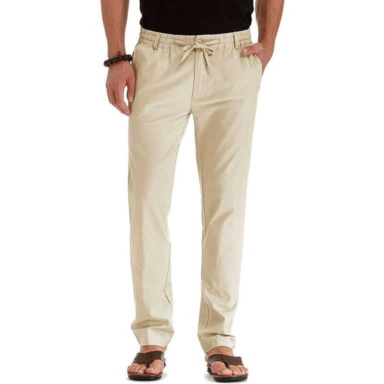 AXXD Work Pants For Men,Men's Business Loose Large Size Elastic Waist  Cotton All-match Solid Color Pants For Men