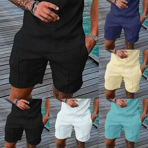 AXXD Work Shorts For Men Summer Cotton Elastic Drawstring Color Sports Pocket Shorts Father's Day Gift