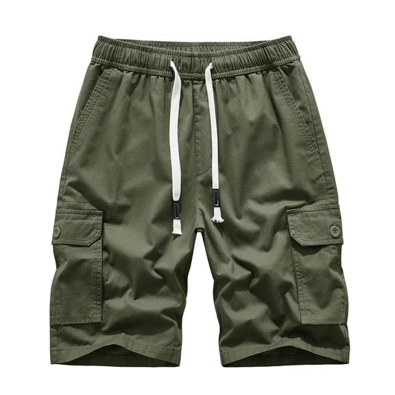 AXXD Mens Cargo Shorts Relaxed Fit Summer Outdoors Classic 5 Pockets Drawstring Green L (US:8)