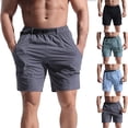 thumbnail image 1 of AXXD Workout Shorts Men Summer Casual Fashion Sports Quick-dry Elastic Side Pocket Mid-waist Shorts Father's Day Gift, 1 of 6