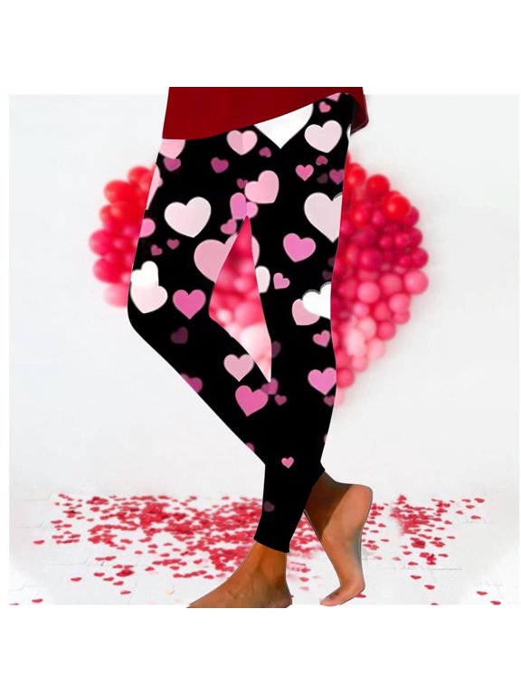 Yoga Pants for Women,Athletic Legging,Women Athletic Yoga Casual Stetch Shorts,Heart,High Waist Rise,BreathableBlack,S (US:4)