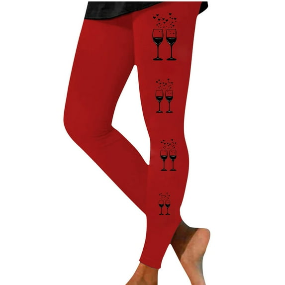 AXXD Yoga Pants for Women,Athletic Legging,Women Athletic Yoga Casual Stetch Shorts,Printed,High Waist Rise,Butt LiftingRed,S (US:4)