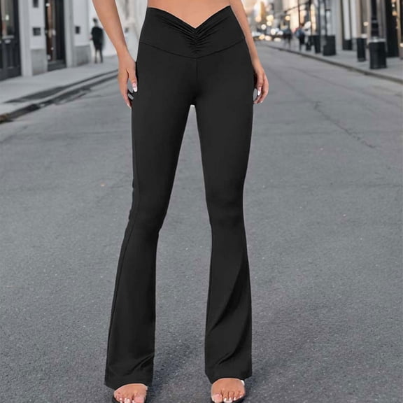 AXXD Yoga Pants for Women,Athletic Legging,Women Athletic Yoga Casual Stetch Shorts,Solid,High Waist Rise,BreathableBlack,S (US:4)