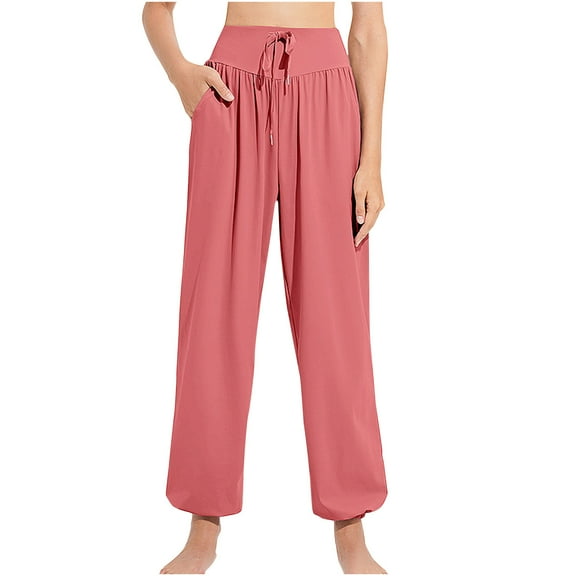 AXXD Yoga Pants for Women,Athletic Legging,Women Athletic Yoga Casual Stetch Shorts,Solid,High Waist Rise,BreathableWatermelon Red,L (US:8)