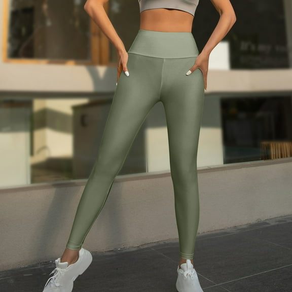 AXXD Yoga Pants for Women,Athletic Legging,Women Athletic Yoga Casual Stetch Shorts,Solid,High Waist Rise,Butt LiftingArmy Green,L (US:8)