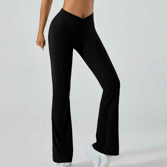 AXXD Yoga Pants for Women,Athletic Legging,Women Athletic Yoga Casual Stetch Shorts,Solid,High Waist Rise,Butt LiftingBlack,L (US:8)