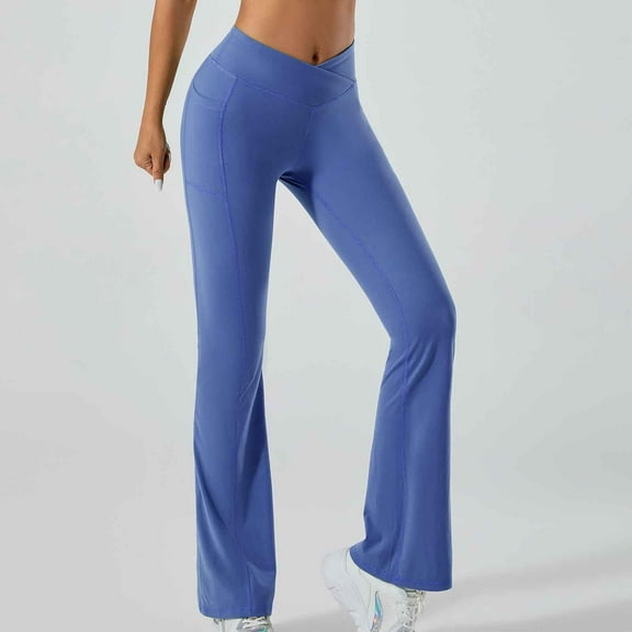 AXXD Yoga Pants for Women,Athletic Legging,Women Athletic Yoga Casual Stetch Shorts,Solid,High Waist Rise,Butt LiftingBlue,M (US:6)