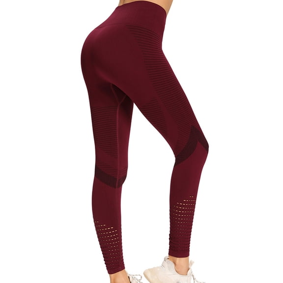 AXXD Yoga Pants for Women,Athletic Legging,Women Athletic Yoga Casual Stetch Shorts,Solid,High Waist Rise,Butt LiftingWine,L (US:8)