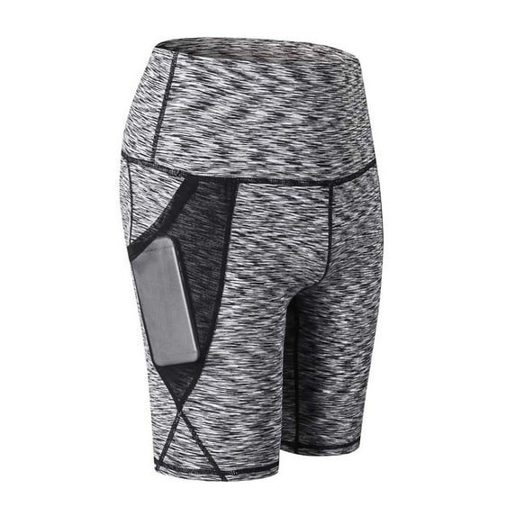 AXXD Yoga Shorts With Pockets,Yoga Shorts With Pockets for Women,Women Athletic Yoga Casual Stetch Shorts,Solid,High Waist Rise,PocketGray,S (US:4)
