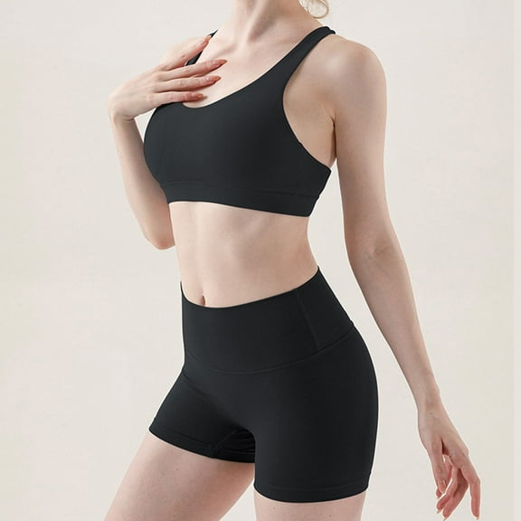 AXXD Yoga Shorts for Women,Yoga Shorts With Pockets for Women,Women Athletic Yoga Casual Stetch Shorts,Solid,High Waist Rise,Butt Lifting,Fast DryingBlack,M